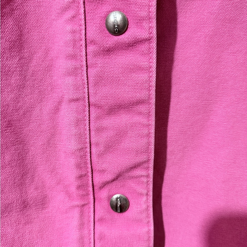 Carhartt Women’s Pink Hooded Sherpa Lined Vest Large Snap Front - Picture 2 of 10